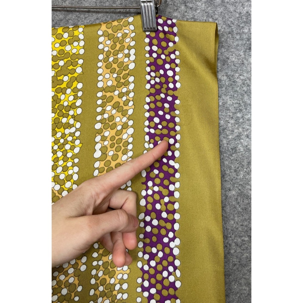 Vintage Christian Dior Silk Scarf Wrap Gold Multicolor Artsy Abstract 20x68 - Picture 4 of 16